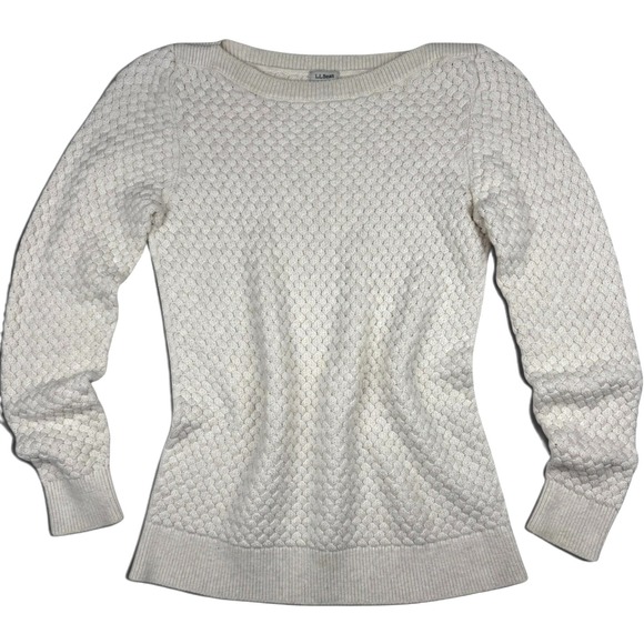 L.L. Bean Sweaters - LL Bean Basketweave Knit Sweater Size S Boatneck Pullover Coastal Grandmother